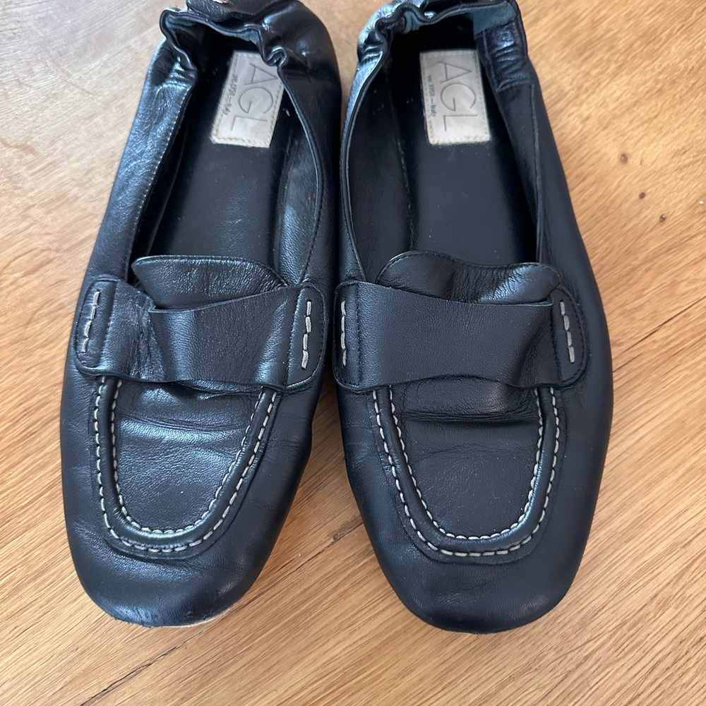 AGL black leather loafers, barely worn